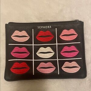 Sephora Black Pouch with Colorful Lip Designs